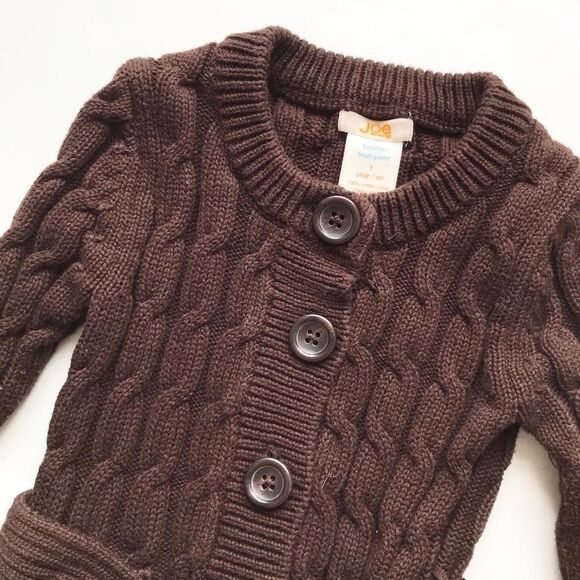 Joe Fresh brown cable knit long cardigan EUC 1 yr - Picture 2 of 4